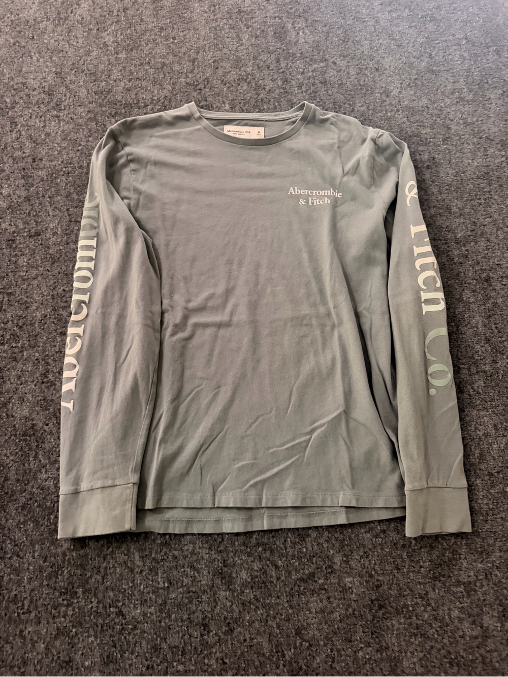 Abercrombie & Fitch Sage Green Long-Sleeve Logo Tee